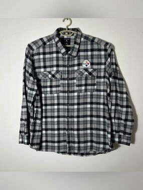 Pittsburgh Steelers Flannel Shirt Mens 3XL Plaid Long Sleeve Logo Antigua NFL